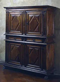 Geometric Shape Prints: Wardrobe cupboard with diamond patterns, made in Tuscany, Italy, 16th century