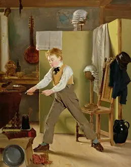 The Wigmakers Apprentice or Practice Makes Perfect, c. 1823 (oil on panel)