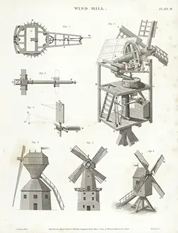Moulin Prints: Windmill elevation, plan, side