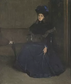 Woman in a blue dress (oil on canvas)