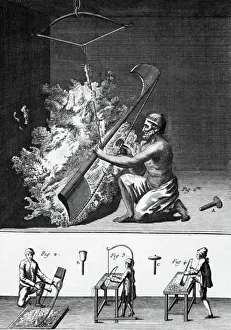 Diderot Prints: Working on wool with an arcon (sort of big bow)
