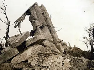 Observation Prints: Wrecked windmill observation post, 23 October 1917 (b/w photo)