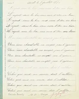Cahier Prints: Writing notebook, sentences in medium cursive script, c1880-1900 (print)