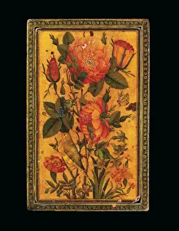 Mirror Case Prints: A Zand Polychrome Lacquer Papier-Mache Rectangular Mirror Case