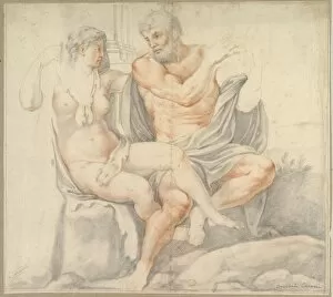 Hercules Omphale 1560-1609 Red black chalk